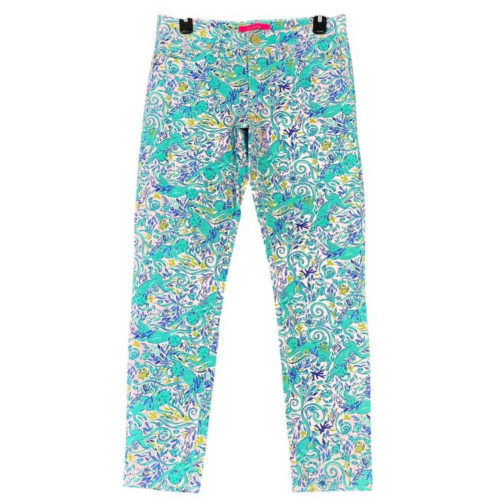 Lilly Pulitzer Kelly Skinny Ankle‎ Pants Under the Sea Print Stretch Women 6